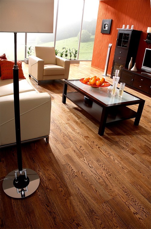 Parquet massif chêne verni fs - Ch&ecirc;ne massif authentique fume verni bross&eacute; 140x20mm eco label +